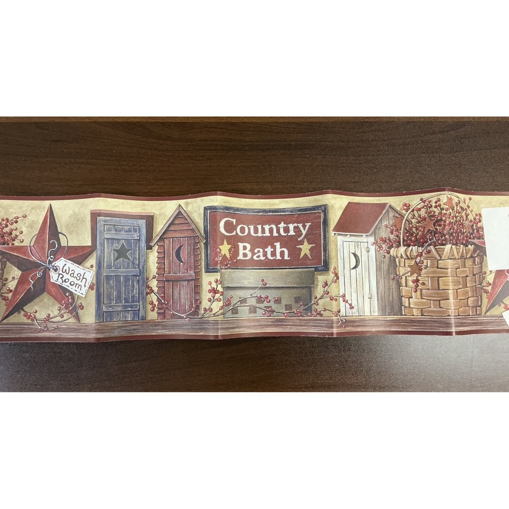PrePasted Wall Border COUNTRY BATH Country Outhouses Washroom